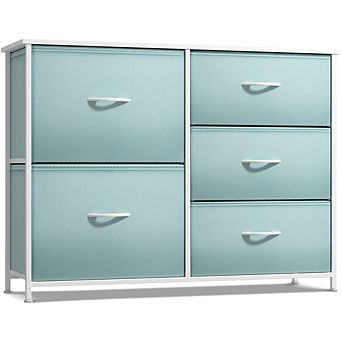 Sorbus Dresser With 5 Drawers - Storage Chest With Steel Frame, Wood Top, Handles, Fabric Bins
