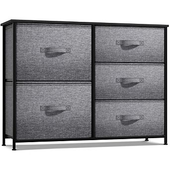 Sorbus Dresser With 5 Drawers - Storage Chest With Steel Frame, Wood Top, Handles, Fabric Bins