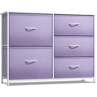 Sorbus Dresser With 5 Drawers - Storage Chest With Steel Frame, Wood Top, Handles, Fabric Bins