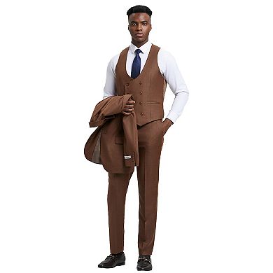 Men's Stacy Adams Hybrid-Fit Sharkskin 3-Piece Suit Set
