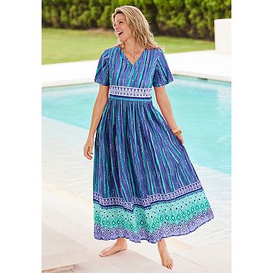 Only Necessities Plus Size Long Crinkle Cotton Lounger