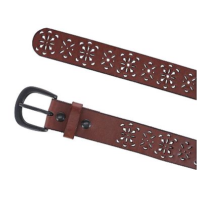 Ctm Women's Perforated Design Leather Belt