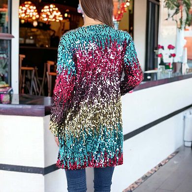Women's Sequin Jacket Coat Blazer Party Cocktail Outerwear