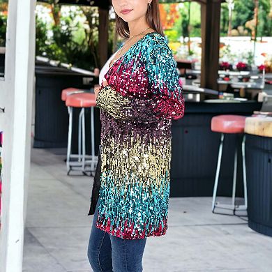 Women's Sequin Jacket Coat Blazer Party Cocktail Outerwear