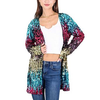 Women's Sequin Jacket Coat Blazer Party Cocktail Outerwear