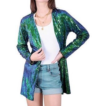 Women's Sequin Jacket Coat Blazer Party Cocktail Outerwear