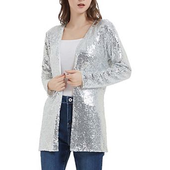 Women's Sequin Jacket Coat Blazer Party Cocktail Outerwear