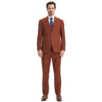 Men's Stacy Adams Hybrid-fit 3 pc Notch Lapel Suit Set, Jacket Vest And Pants