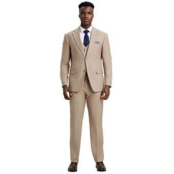 Men's Stacy Adams Hybrid-fit 3 pc Notch Lapel Suit Set, Jacket Vest And Pants