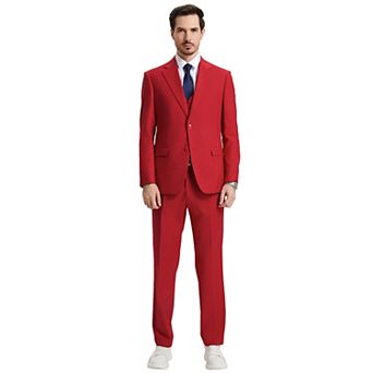 Men's Stacy Adams Hybrid-fit 3 pc Notch Lapel Suit Set, Jacket Vest And Pants