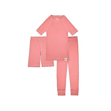 Sleep On It 100% Organic Cotton Rib Knit Snug-Fit 4 & 6-Piece Pajama Sets for Girls - Toddler