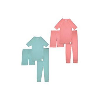 Sleep On It 100% Organic Cotton Rib Knit Snug-Fit 4 &amp; 6 pc Pajama Sets for Girls - Toddler