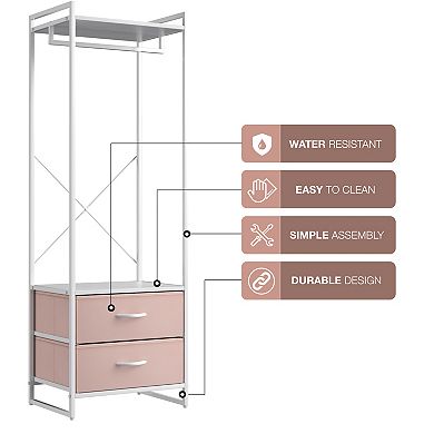 Sorbus Clothing Rack With 2 Drawers -wood Top, Steel Frame, And Fabric Drawers Storage Organizer