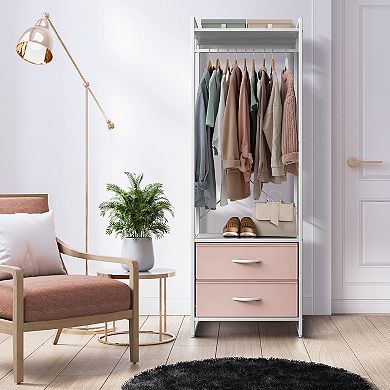 Sorbus Clothing Rack With 2 Drawers -wood Top, Steel Frame, And Fabric Drawers Storage Organizer