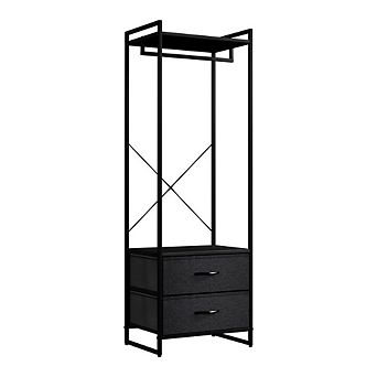 Sorbus Clothing Rack With 2 Drawers -wood Top, Steel Frame, And Fabric Drawers Storage Organizer