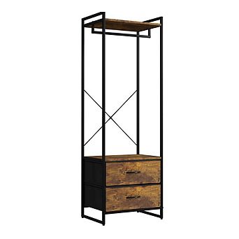Sorbus Clothing Rack With 2 Drawers -wood Top, Steel Frame, And Fabric Drawers Storage Organizer