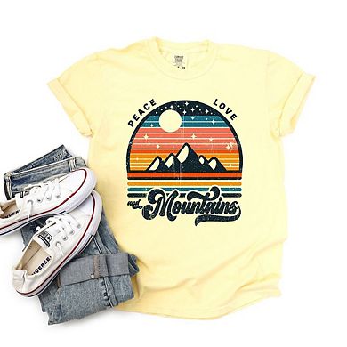 Peace Love And Mountains Garment Dyed Tees