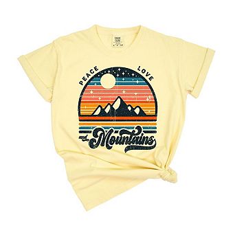 Peace Love And Mountains Garment Dyed Tees
