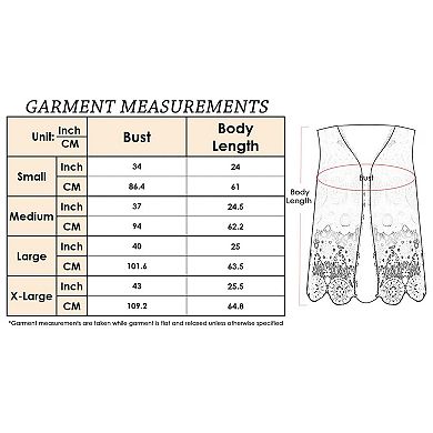 Women's Floral Crochet Open Front Vest