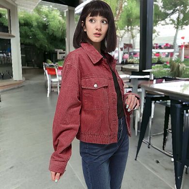 Women's Corduroy Collared Button Down Jacket