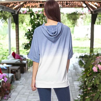 Women's Ombre Tie-dye Short Sleeve Hoodie