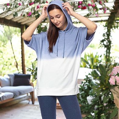 Women's Ombre Tie-dye Short Sleeve Hoodie