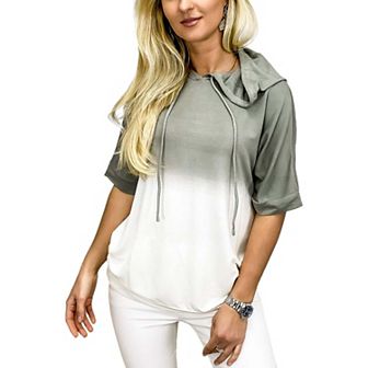 Women's Ombre Tie-dye Short Sleeve Hoodie