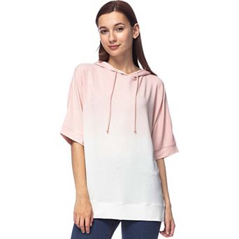 Women's Ombre Tie-dye Short Sleeve Hoodie