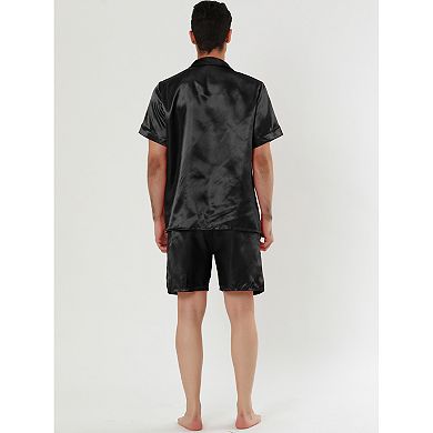 Men's Pajama Sets Short Sleeve Nightwear Top And Pants Loungewear