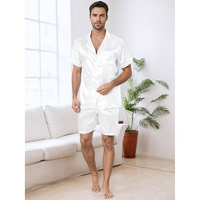Men's Pajama Sets Short Sleeve Nightwear Top And Pants Loungewear