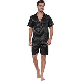 Men's Pajama Sets Short Sleeve Nightwear Top And Pants Loungewear