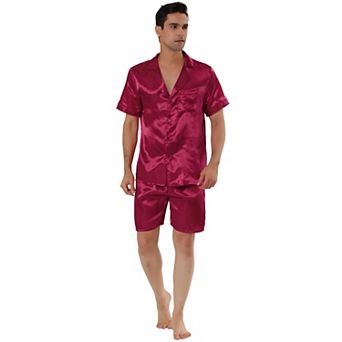 Men's Pajama Sets Short Sleeve Nightwear Top And Pants Loungewear