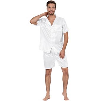 Men's Pajama Sets Short Sleeve Nightwear Top And Pants Loungewear