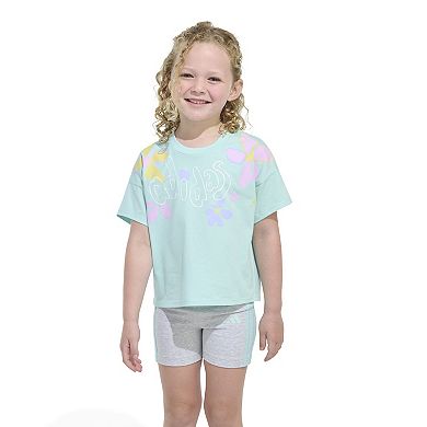 Baby & Toddler Girl adidas Floral Print Graphic Tee & Biker Shorts Set