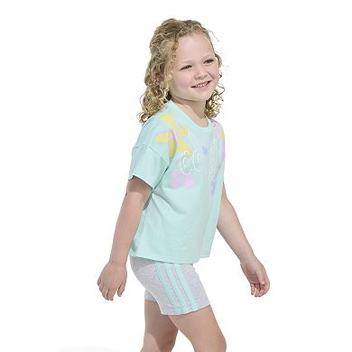 Baby & Toddler Girl adidas Floral Print Graphic Tee & Biker Shorts Set