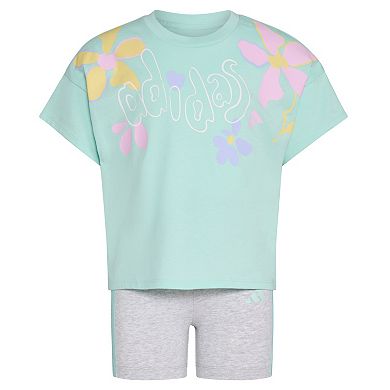 Baby & Toddler Girl adidas Floral Print Graphic Tee & Biker Shorts Set