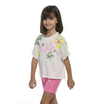 Baby & Toddler Girl adidas Floral Print Graphic Tee & Biker Shorts Set