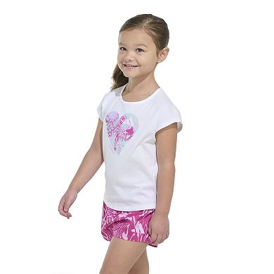Baby & Toddler Girl adidas Cap Sleeve Graphic Tee & Allover Print Shorts Set