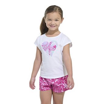 Baby & Toddler Girl adidas Cap Sleeve Graphic Tee & Allover Print Shorts Set