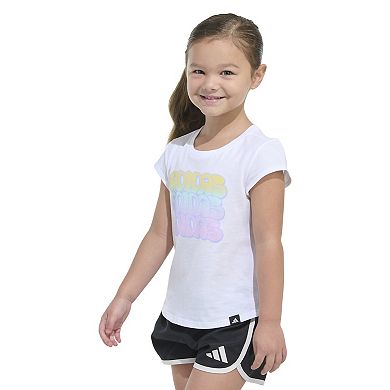 Toddler Girl adidas Bubble Letter Logo Cap Sleeve Graphic Tee