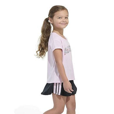 Girls adidas Pleated Tee and Flounce Skort Set