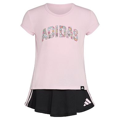 Girls adidas Pleated Tee and Flounce Skort Set