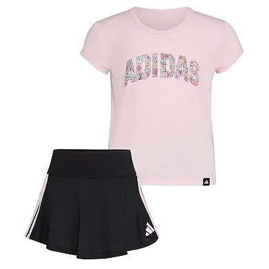 Girls adidas Pleated Tee and Flounce Skort Set