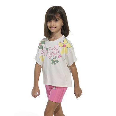 Girls adidas Tee and Bike Shorts Set
