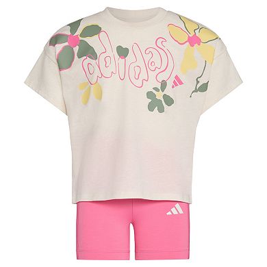 Girls adidas Tee and Bike Shorts Set