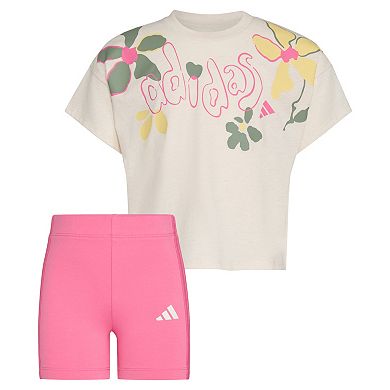 Girls adidas Tee and Bike Shorts Set
