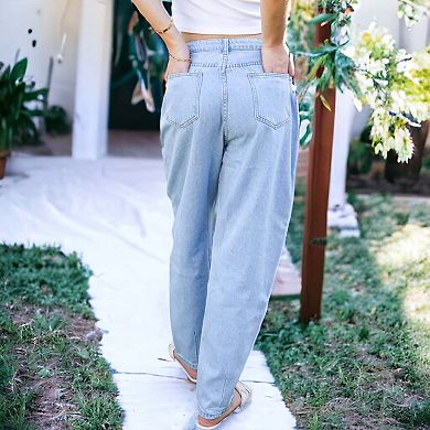 Women's Loose High Waist Denim Trousers