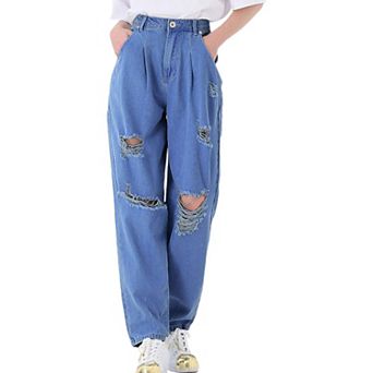 Women's Loose High Waist Denim Trousers