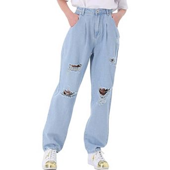Women's Loose High Waist Denim Trousers