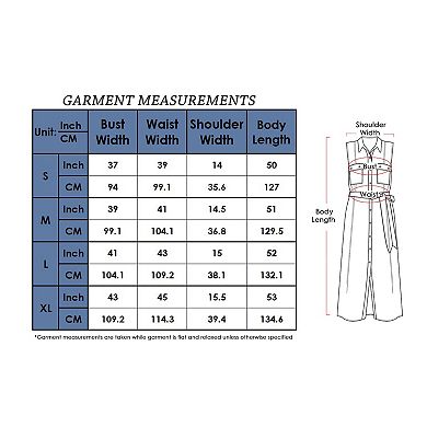 Women's Tied Waist Turn Down Collar Pocket Denim Dress